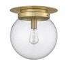 Calhoun Collection Flush Mount Light - Chic White Opal Glass & Heritage Brass, 1 Bulb, Damp Rated - 2 of 4