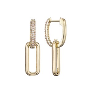 Adornia 14K Gold Plated Crystal Single Link Drop Earrings - 1 of 4
