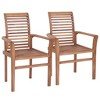 vidaXL Solid Teak Wood Dining Chairs with Cushions - Set of 2 - Ergonomic Design for Garden - 3 of 4