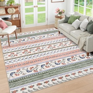 5x7 Washable Farmhouse Braided Print Rug - Non-Slip Soft Polyester Carpet, Modern Stain Resistant Rug for Living Room Bedroom Dining Room - 1 of 4