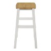 Simple Relax Set of 2 Wooden Backless Brastools in Natural and White - 4 of 4