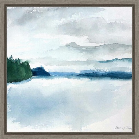 Amanti Art Shades of Blue Horizon by Tiffany Blaise Canvas Wall Art Print Framed 16 x 16-in. - image 1 of 4