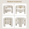 Mid Century Modern Accent Barrel Chair Comfy Upholstered Round Armchair, Velvet Fabric Boucle Lounge Chair for Living Room Bedroom Apartment, Cream - 4 of 4