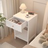 ORRD Modern White Nightstand with Drawer and Open Shelf,Scalloped Edge Bedside Table for Bedroom - 3 of 4