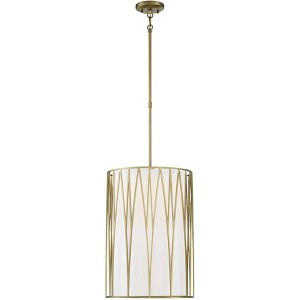 Minka Lavery Soft Brass Pendant Light 14 1/4" Wide Modern LED Cloth Cylinder Shade for Dining Room House Kitchen Island Bedroom - 1 of 3