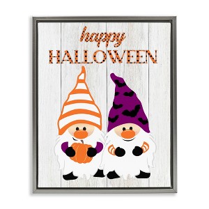 Stupell Industries Happy Halloween Seasonal Gnomes Floating Frame Canvas Art - 1 of 4