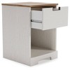 Signature Design by Ashley Vaibryn Nightstand Brown/Beige/White: Bedside Table with Storage & Metal Glides - 3 of 4