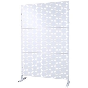 CAVINAS 76" H×48" W Freestanding Privacy Fence with Square Shape,Metal Outdoor Privacy Screen for Balcony,Patio,Garden - 1 of 4