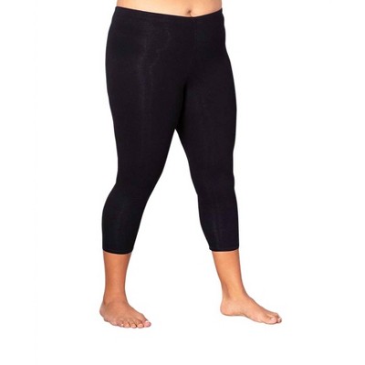 Women's Plus Size Solid Cotton Capri Leggings - On The Plus Side