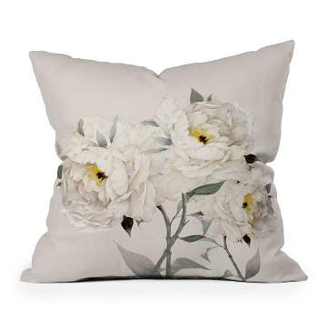 Nadja Peonies Outdoor Throw Pillow White - Deny Designs