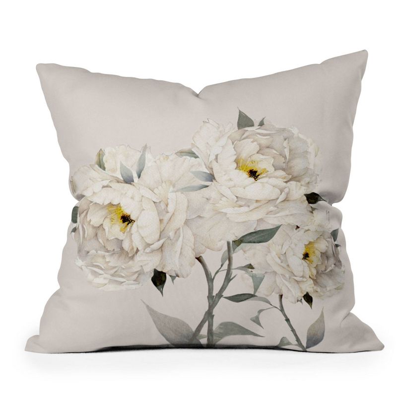 Nadja Peonies Outdoor Throw Pillow White - Deny Designs, 1 of 5