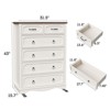 6 Drawer Dresser, 43" Tall Chest of Drawers with Large Drawers & Metal Ring Pull Handles, Antique White - 2 of 4