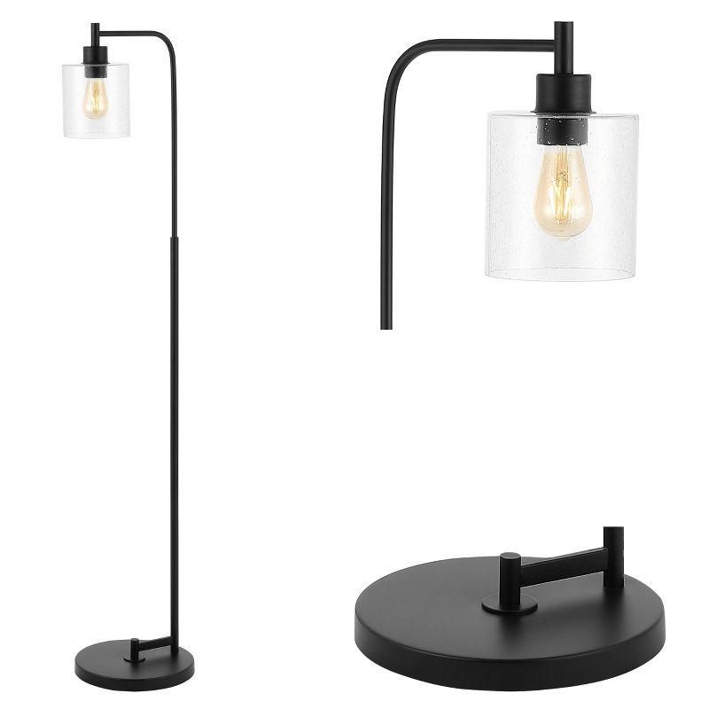 60&#34; Iron/Seeded Glass Axel Farmhouse Industrial Floor Lamp (Includes LED Light Bulb) Black - JONATHAN Y, 1 of 6