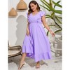 Whizmax Women's Plus Size Summer Dress with Pocket Ruffle Cap Sleeveless V Neck Side Split Long Beach Maxi Dress Purple 3XL - 3 of 4