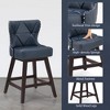 Arceso 26" Counter Height Swivel Bar Stools with Back, Faux Leather Upholstered Seat, Solid Wood Legs, Beige – Set for Kitchen Island or Home Bar - 4 of 4