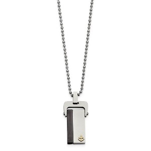 Black Bow Jewelry Anchor Dog Tag 20-Inch Necklace in Black and Gold Tone Stainless Steel - 1 of 4