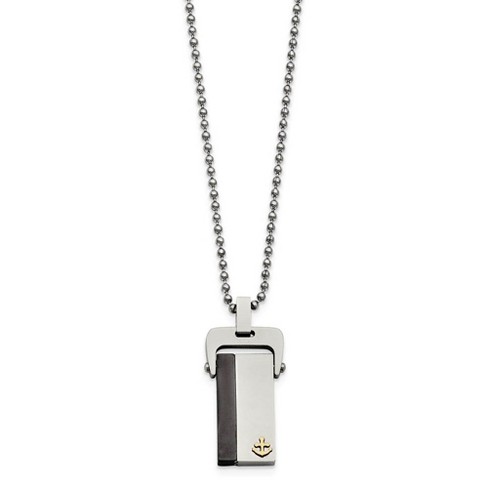 Black Bow Jewelry Anchor Dog Tag 20-Inch Necklace in Black and Gold Tone Stainless Steel - image 1 of 4