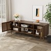 HDZNVF TV Stand With 2 Grille Door Cabinets, Suitable For 55 65 70 Inch TVs, Walnut - 2 of 4