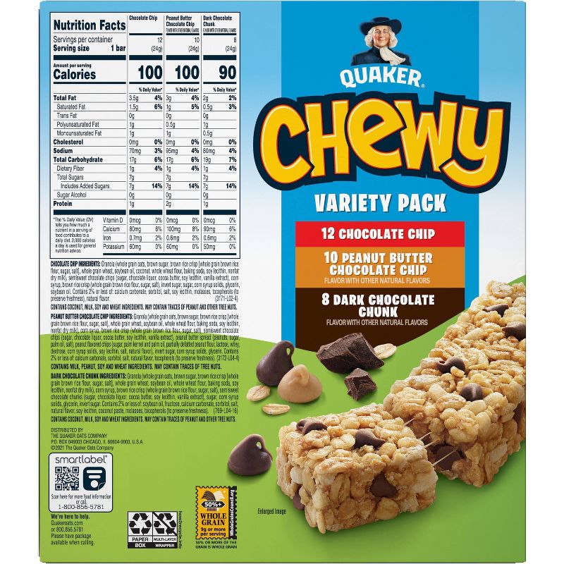 Quaker Chewy Granola Bars 3 Flavor Variety Pack - 25.3oz/30ct, 3 of 12