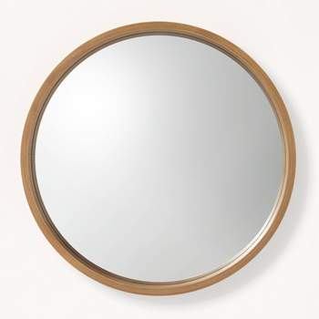 16" Round Wood Framed Wall Mirror Natural - Hearth & Hand™ with Magnolia