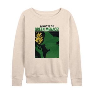 Women's - Wicked - Elphaba Green Menace Lightweight French Terry Wide Neck Long Sleeve Graphic Shirt - 1 of 4