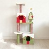 Okak Freestanding Wide Christmas Cat Tree Tower for Indoor,Cat Condo Climbing Frame with House & Perch Platforms & Scratching Posts - 3 of 4