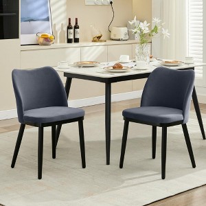 Dining Chairs Set of 2: Upholstered Velvet Dining Room Side Chairs, Chair for Dining with Padded Seat and Wood Legs, Modern Dining Chair - 1 of 4
