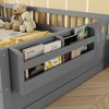 APRILSOUL78.50"Full Montessori Floor Bed Frame with High Rails, Wood Kids Floor Beds with Light and Storage Shelf - 4 of 4