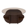 31.5'' Modern Round Coffee Table,  2 Tier Wooden Center Table with Tempered Glass Top, Accent Cocktail End Table for Living Room Bedroom Office - 2 of 4