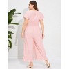 BLUEMING Plus Size Loose Jumpsuits for Women Short Ruffle Sleeve One Piece Outfit High Waist Jumpsuits - 4 of 4