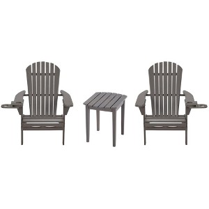 Jiallo Foldable Adirondack Chair with cup holder Bristro Set, 2 Foldable Adirondack Chairs with cup holders and 1 End Table - 1 of 4
