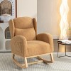 KTMBDW Nursery Rocking Chair Teddy Upholstered Rocker Rocking Accent Chair Padded Seat Armchair for Living Room Bedroom Offices - 2 of 4