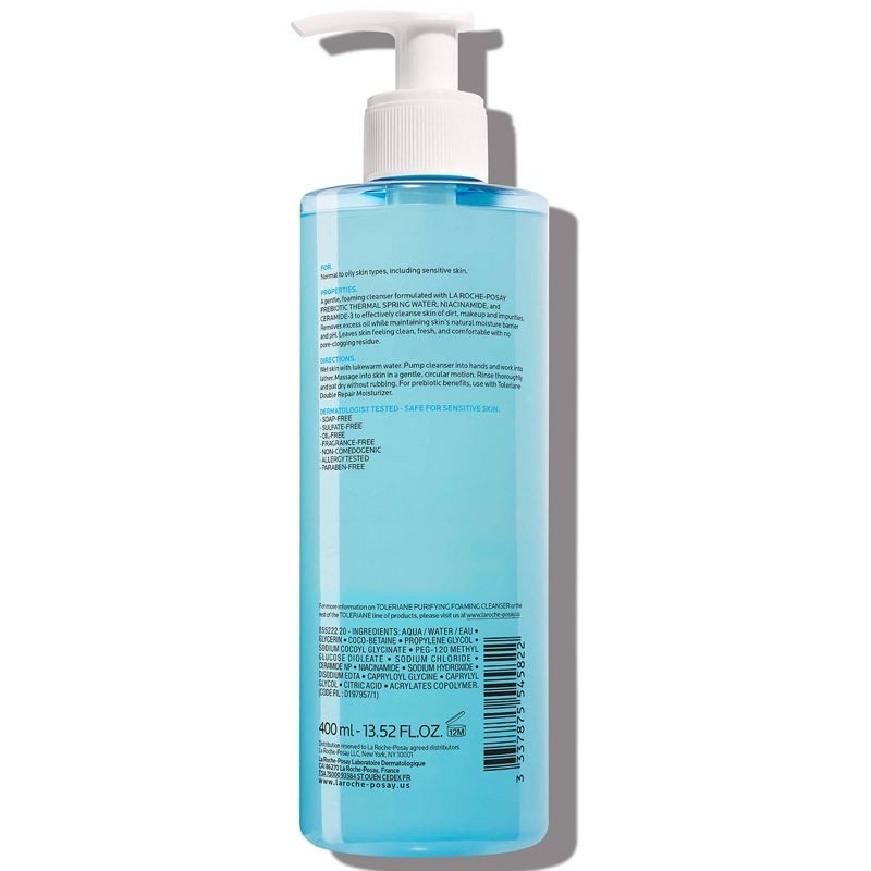 La Roche Posay Purifying Foaming Face Wash, Toleriane Purifying Facial Cleanser for Oily Skin with Niacinamide - 13.52 fl oz, 6 of 16