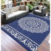 Outdoor Retro Reversible Woven Plastic Straw Rug Vintage Portable Large Area Rugs for Camping Garden Backyard Decor Waterproof Low Pile Picnic Mat - 4 of 4