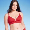 Women's Ribbed Longline V-wire Bikini Top - Shade & Shore™ Red