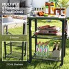 FURNIinspire Outdoor Grills, Griddles and Smokers Functional Outdoor Kitchen Station with Locking Wheels, Storage Shelves, Black, 37.4"*27.6"*19.7" - 3 of 4