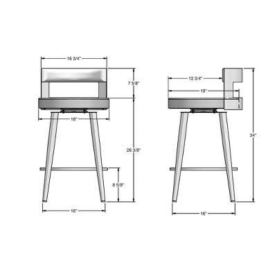 Light Grey Swivel Counter Stool with Metal Frame