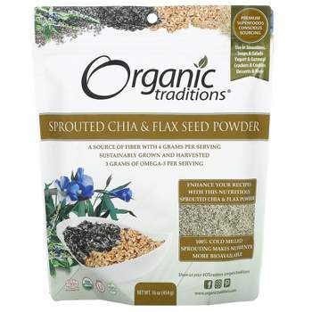 Organic Traditions Sprouted Chia & Flax Seed Powder, 16 oz (454 g)