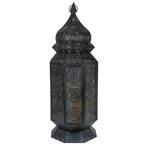 Northlight 29.5" Black and Gold Moroccan Style Floor Pillar Candle Lantern - 1 of 4