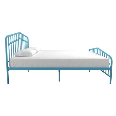 Sea Blue King Metal Frame Upholstered Bed with Drawer