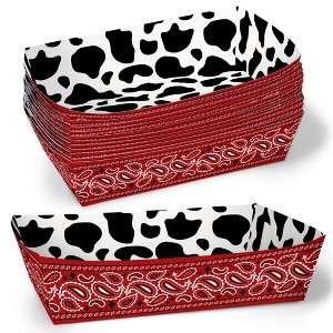 Big Dot of Happiness Western Hoedown Party Paper Food Trays, Disposable Double-Sided Food Holders for Nachos, Hot Dogs, French Fries - 12 Ct - 1 of 4