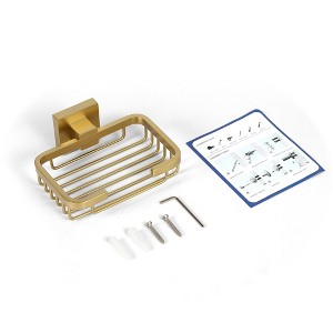 Aoibox Stainless Steel Soap Dish for Shower, Double Locking Screw-in Holder, Hollow Drainage, Wall Mount for Soap, Sponge, Keys, Satin Gold - 1 of 4