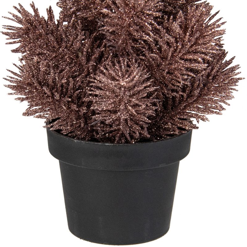 Northlight 8.5" Rose Gold Potted Glittered Artificial Pine Christmas Tree - Unlit, 3 of 4