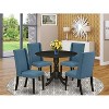 HomeStock 5-Piece Wirebrushed Black Finish Solid Wood Top Dining Table with 4-Parson Chair - 2 of 4