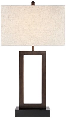 Todd Bronze Metal Table Lamps with USB and Oatmeal Shade