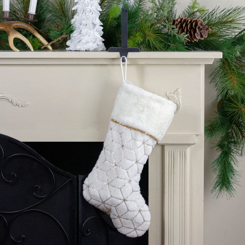 Northlight 20" Cream and Gold Christmas Stocking with Faux Fur, 2 of 5