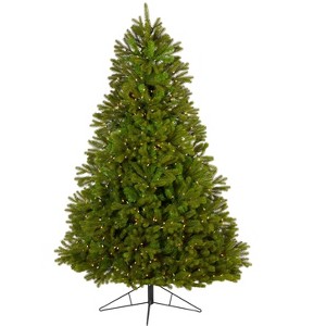 Nearly Natural 7-ft Cambridge Spruce Flat Back Artificial Christmas Tree with 500 Warm White (Multifunction) LED Lights and 960 Bendable Branches - 1 of 4