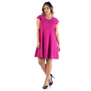 24seven Comfort Apparel Plus Size Keyhole Neck Flattering Dress - 1 of 4