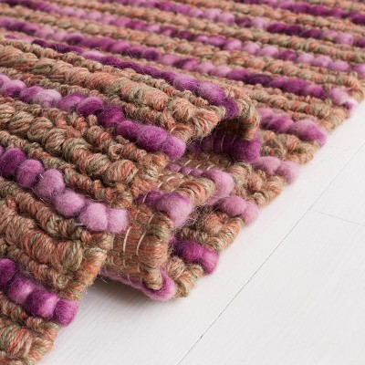 Handmade Purple and Multi Wool Square Area Rug