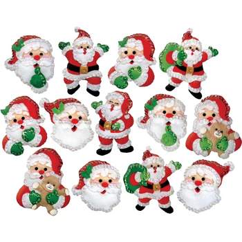 Design Works Felt Ornament Applique Kit Set Of 13-Joyful Santa